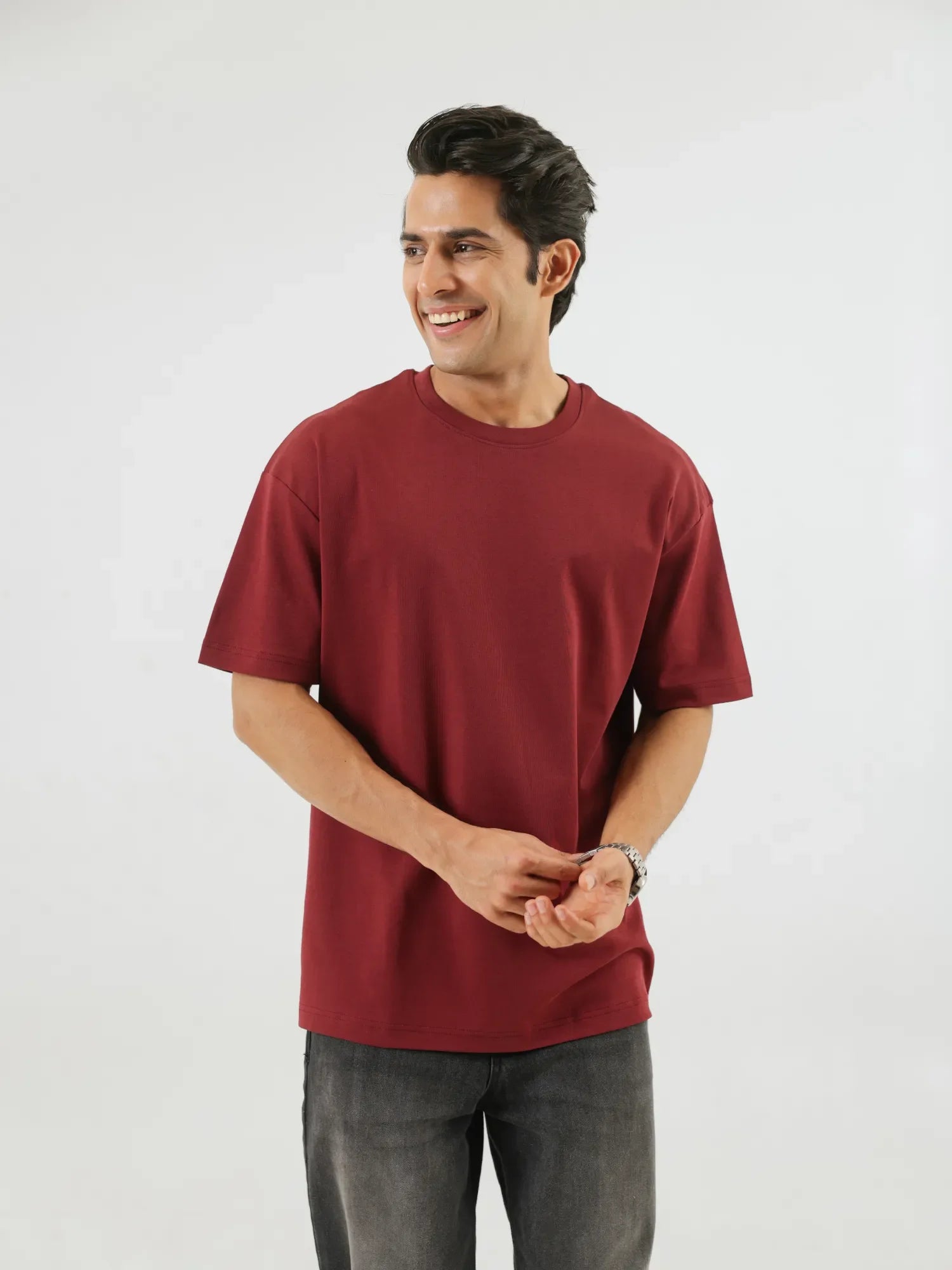 Men Maroon Oversized T-shirt - Maroon
