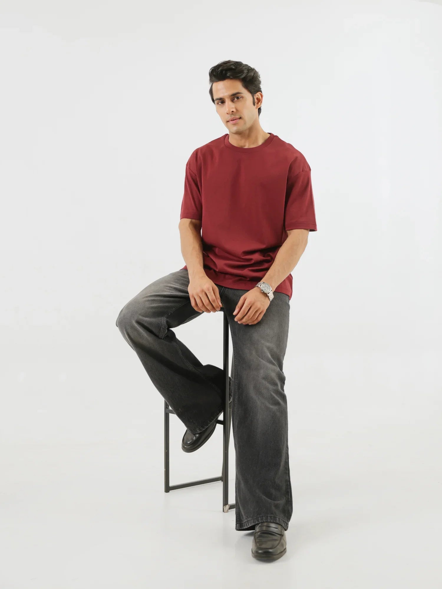 Men Maroon Oversized T-shirt - Maroon