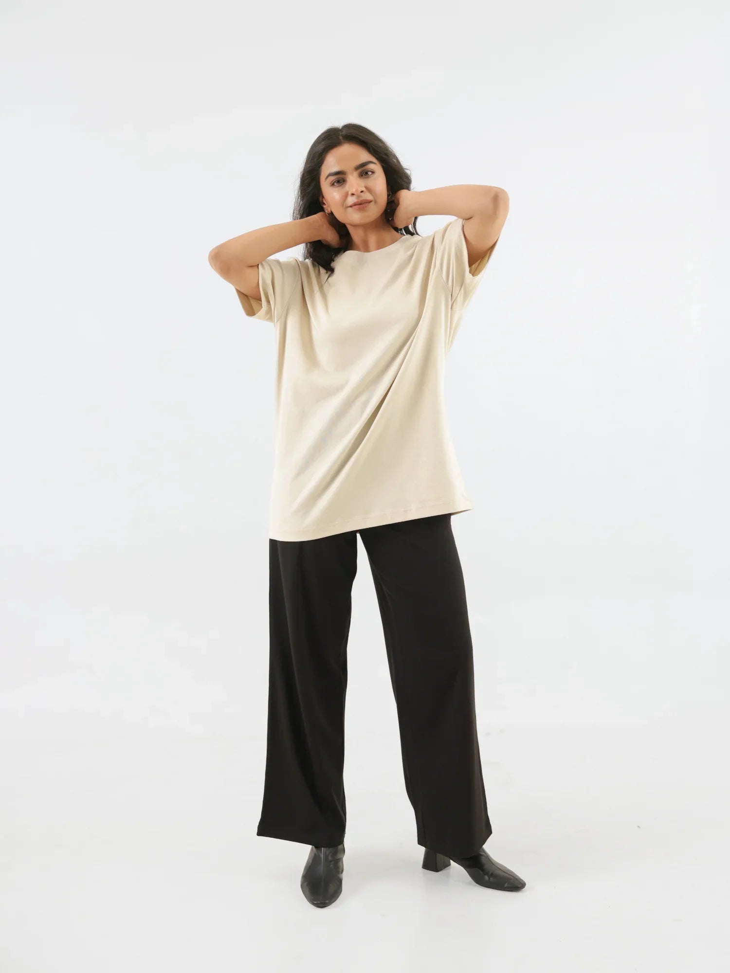 Women Beige Oversized T-shirt - Beige