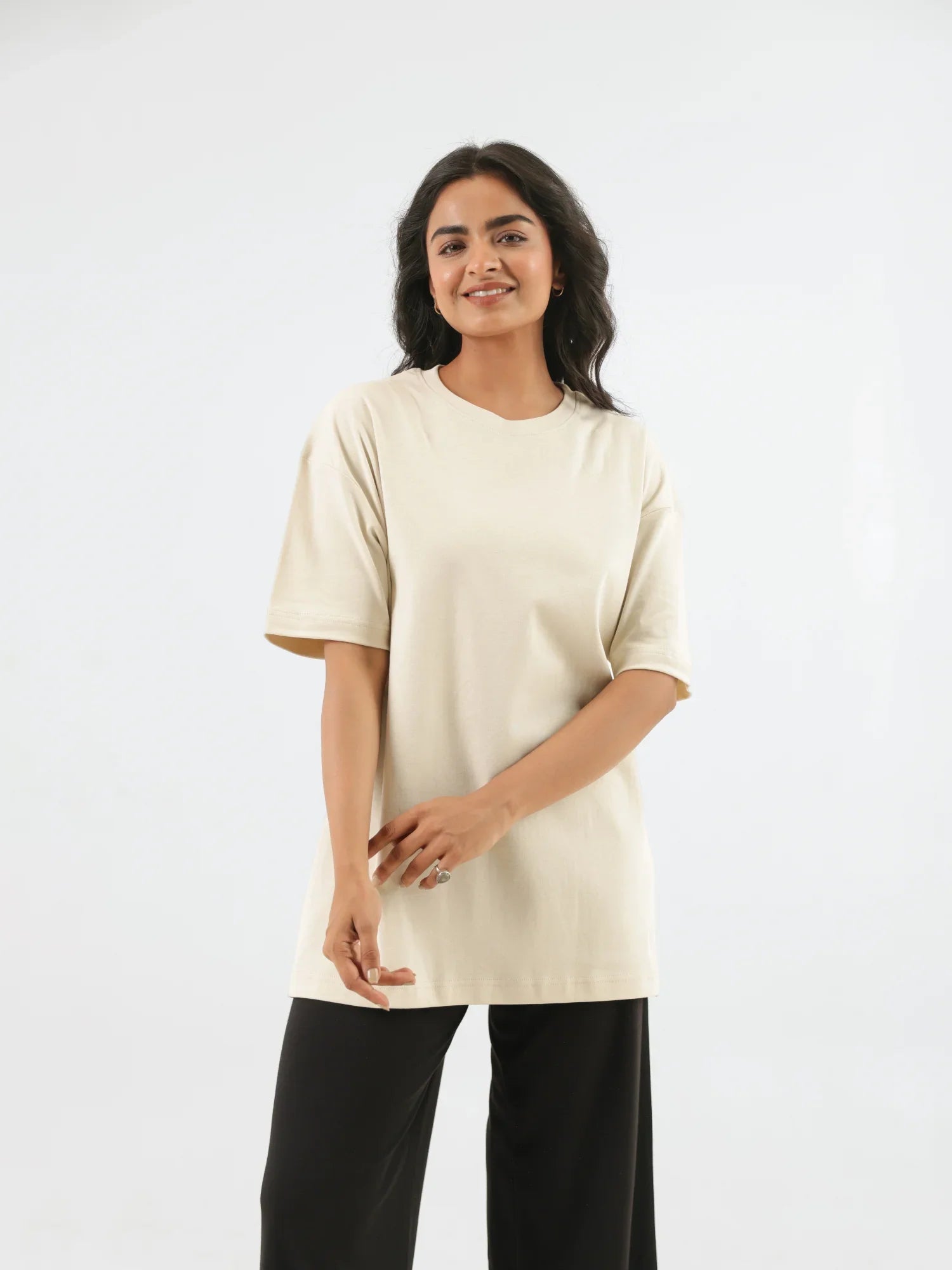 Women Beige Oversized T-shirt - Beige