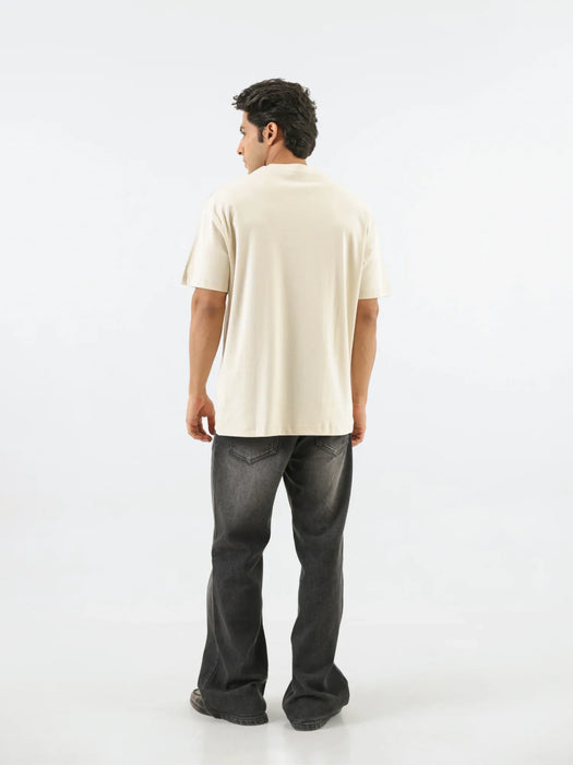 Men Beige Oversized T-shirt - Beige