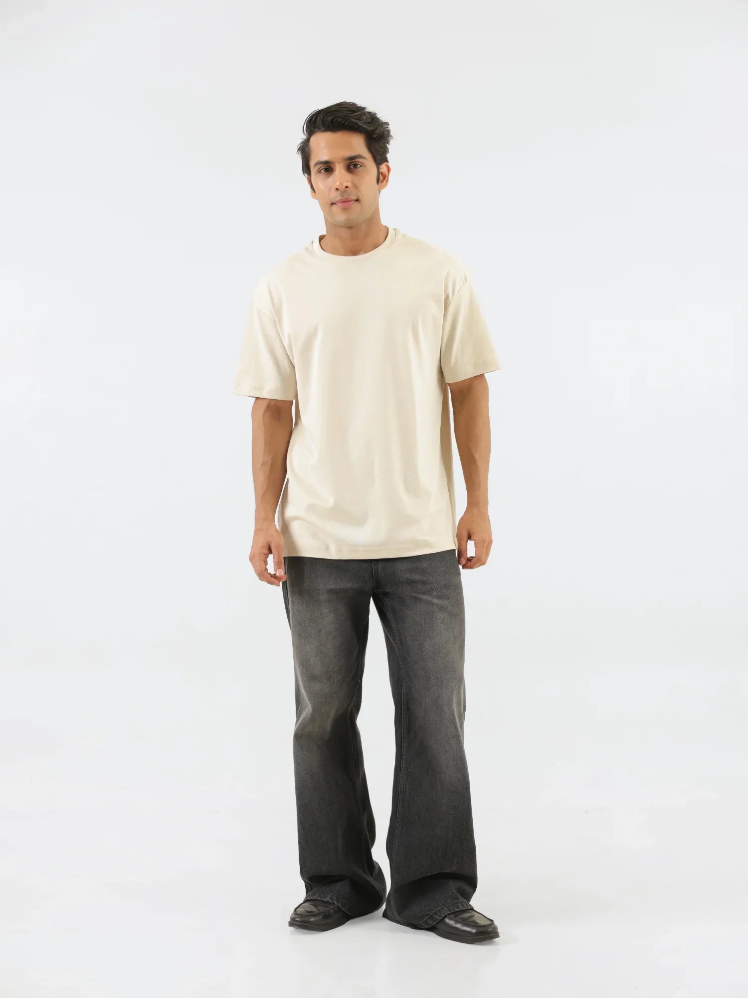 Men Beige Oversized T-shirt - Beige