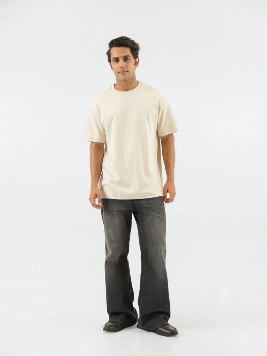 Men Beige Oversized T-shirt - Beige