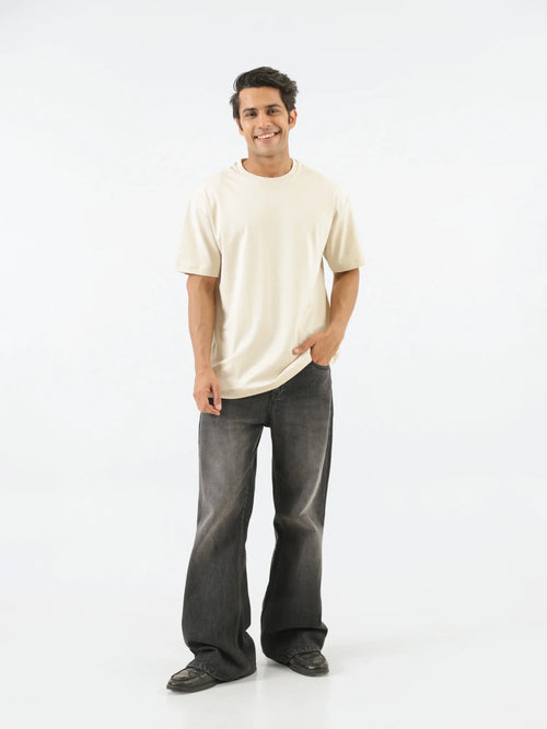 Men Beige Oversized T-shirt