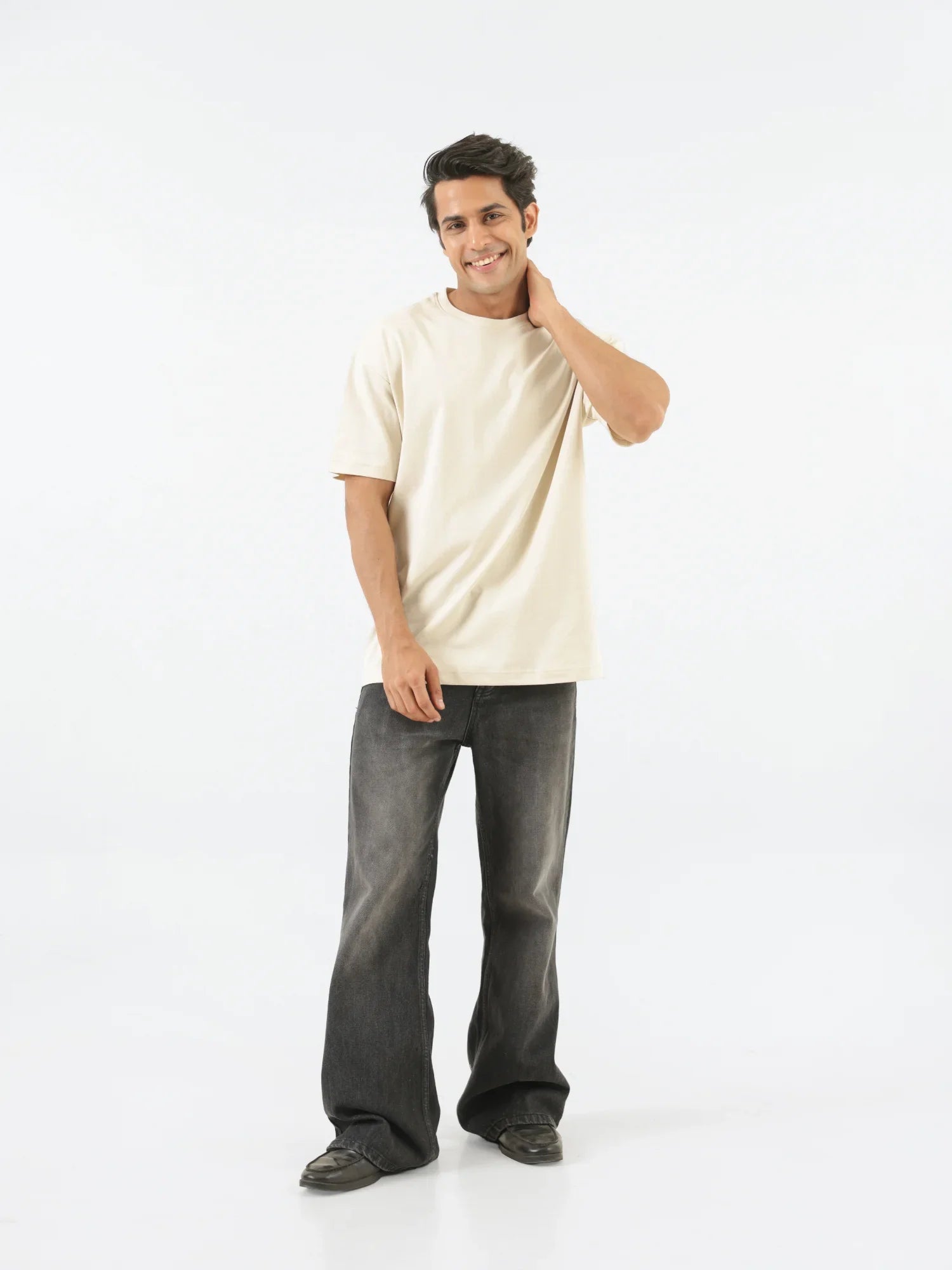 Men Beige Oversized T-shirt - Beige