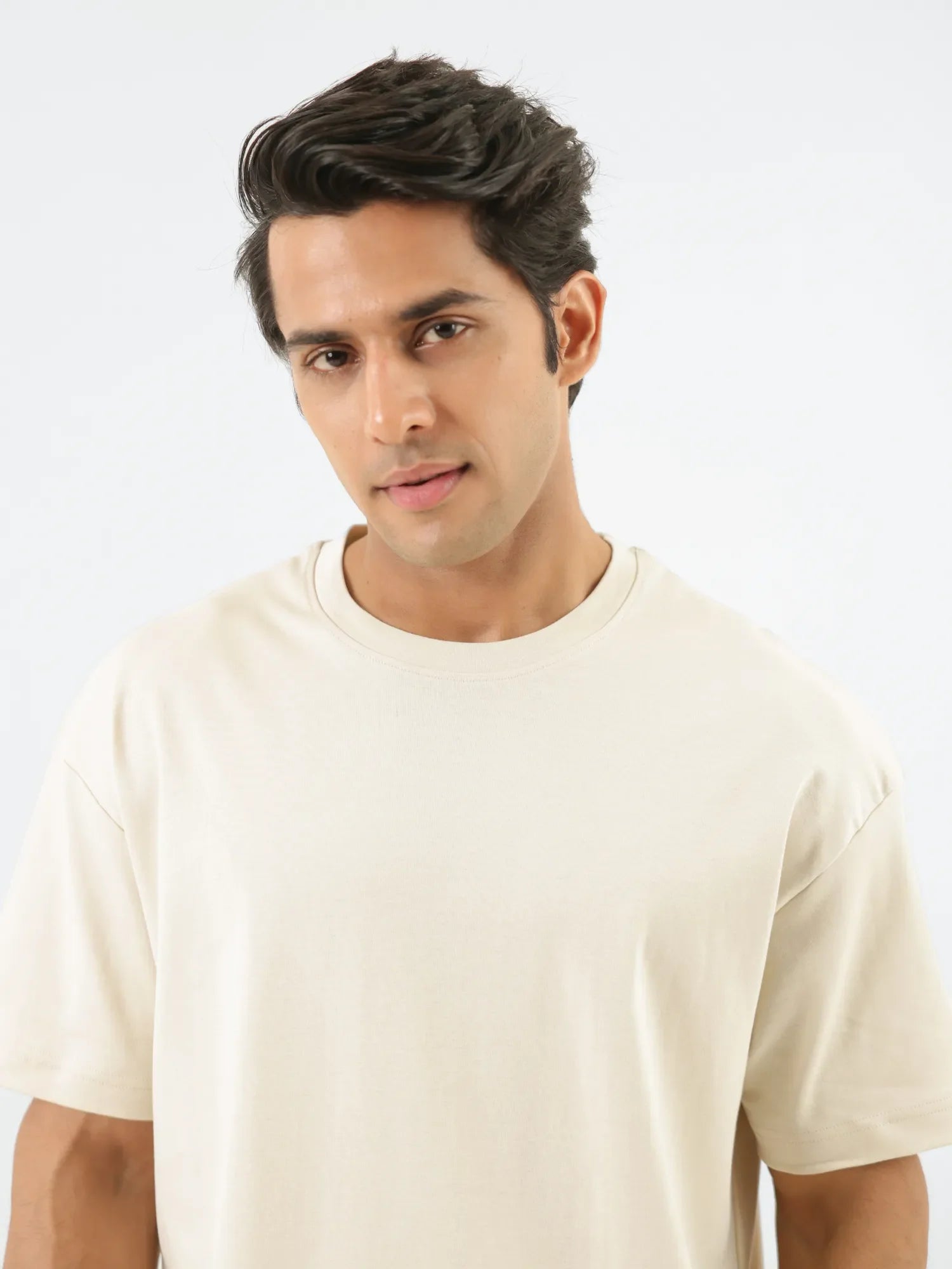 Men Beige Oversized T-shirt - Beige