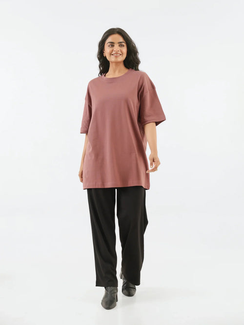Women Rose Taupe Oversized T-shirt