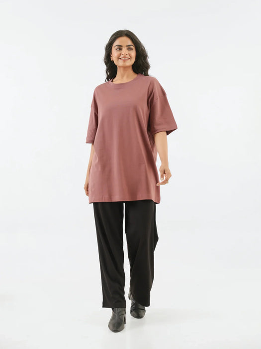 Women Rose Taupe Oversized T-shirt - Rose Taupe
