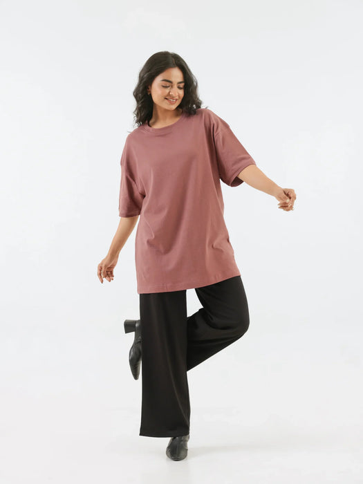 Women Rose Taupe Oversized T-shirt - Rose Taupe