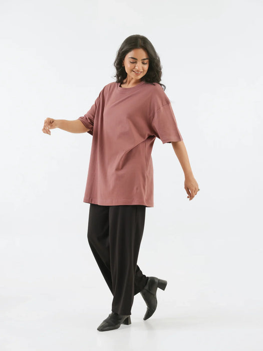 Women Rose Taupe Oversized T-shirt - Rose Taupe