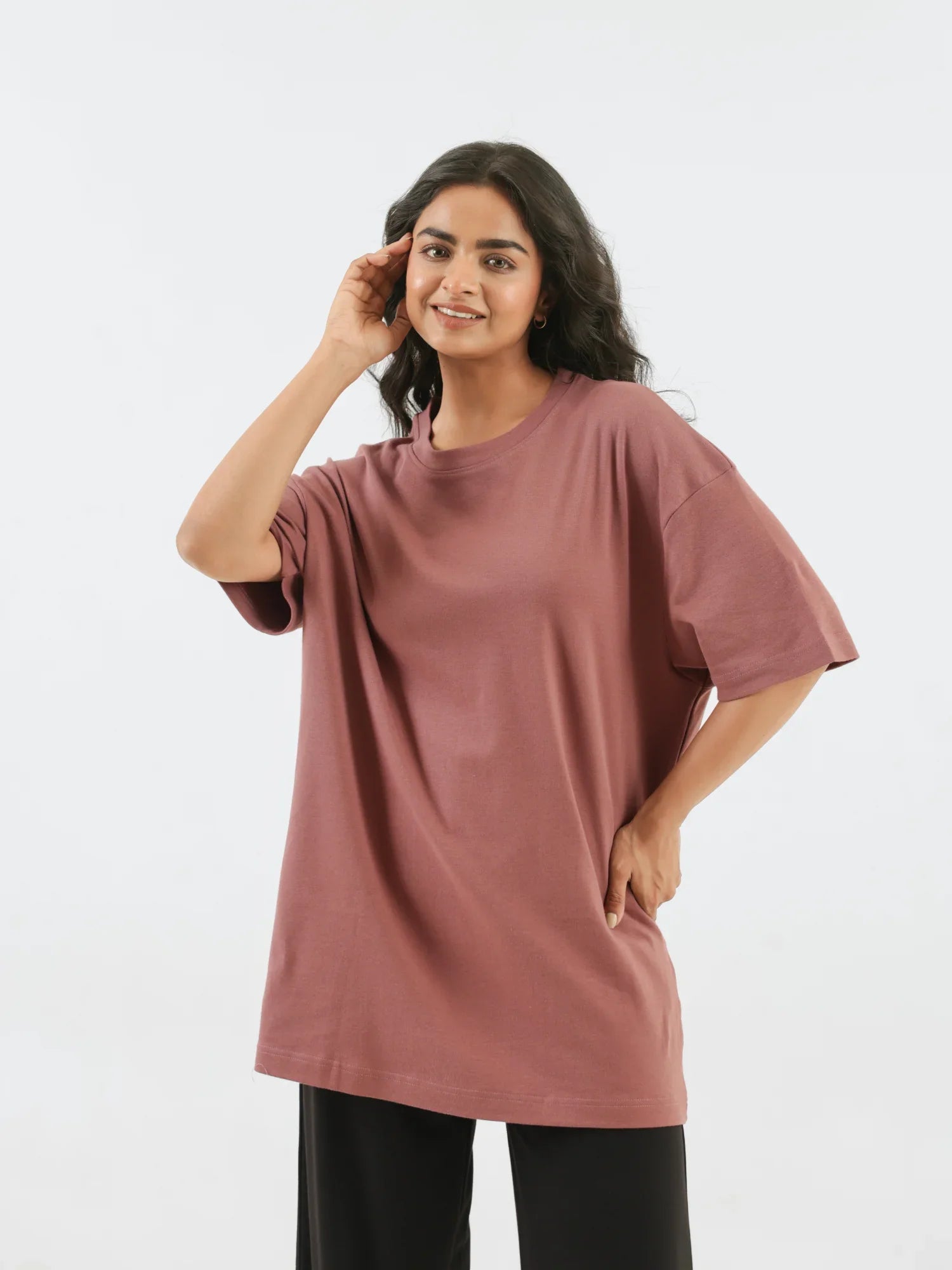 Women Rose Taupe Oversized T-shirt - Rose Taupe
