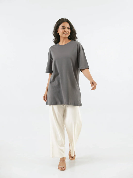 Women German Grey Oversized T-shirt - German Grey