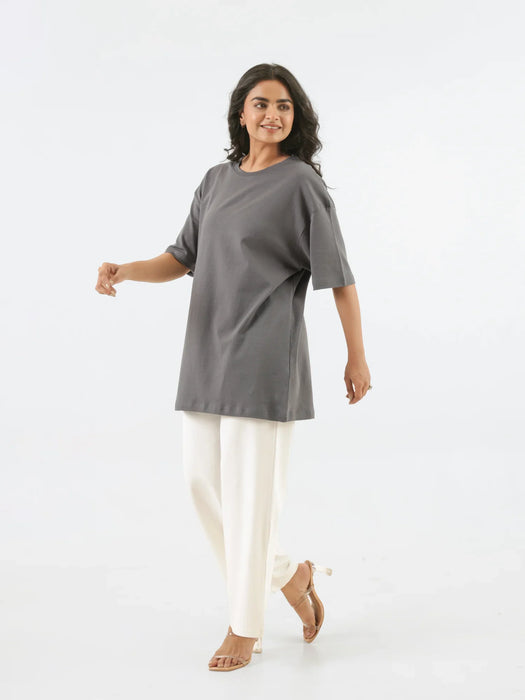 Women German Grey Oversized T-shirt - German Grey