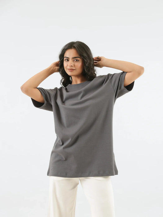 Women German Grey Oversized T-shirt - German Grey