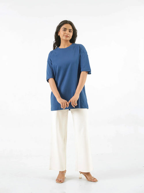 Women Midnight Blue Oversized T-shirt