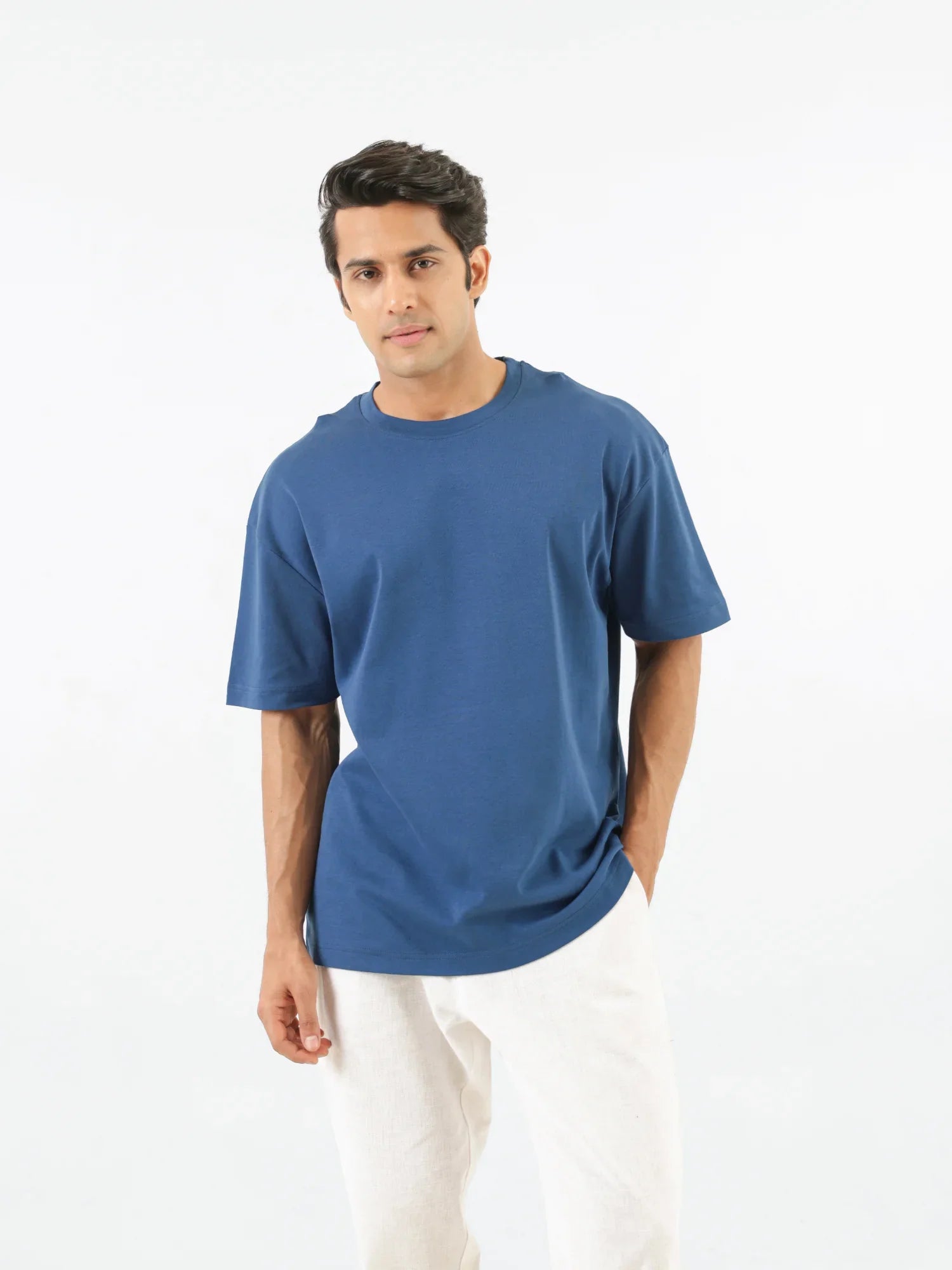 Men Midnight Blue Oversized T-shirt - Midnight Blue