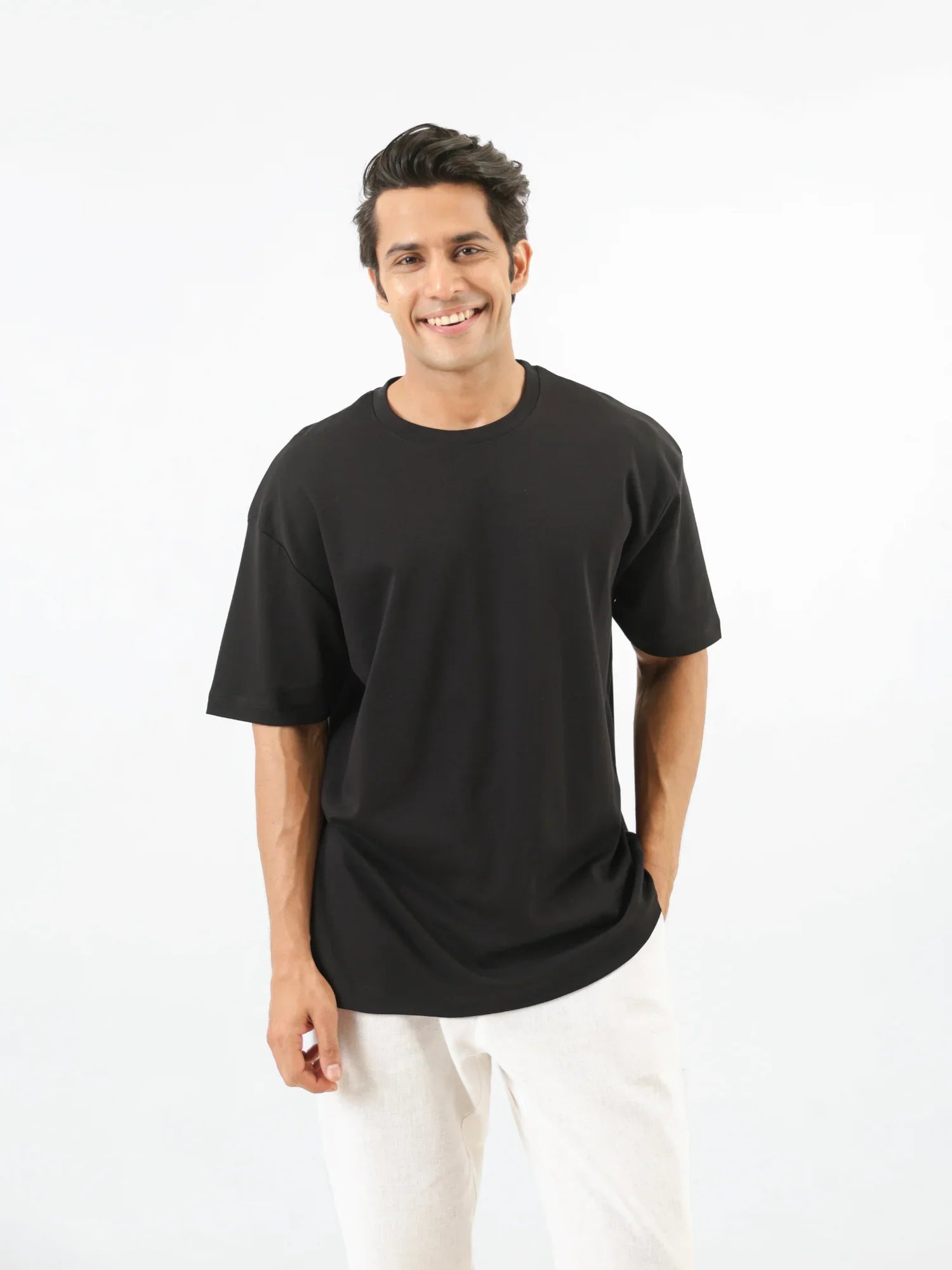 Men Black Oversized T-shirt - Black