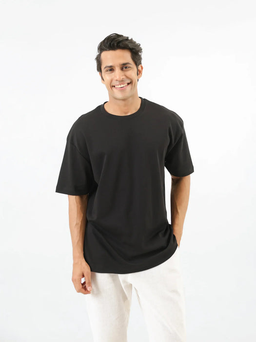 Men Black Oversized T-shirt - Black