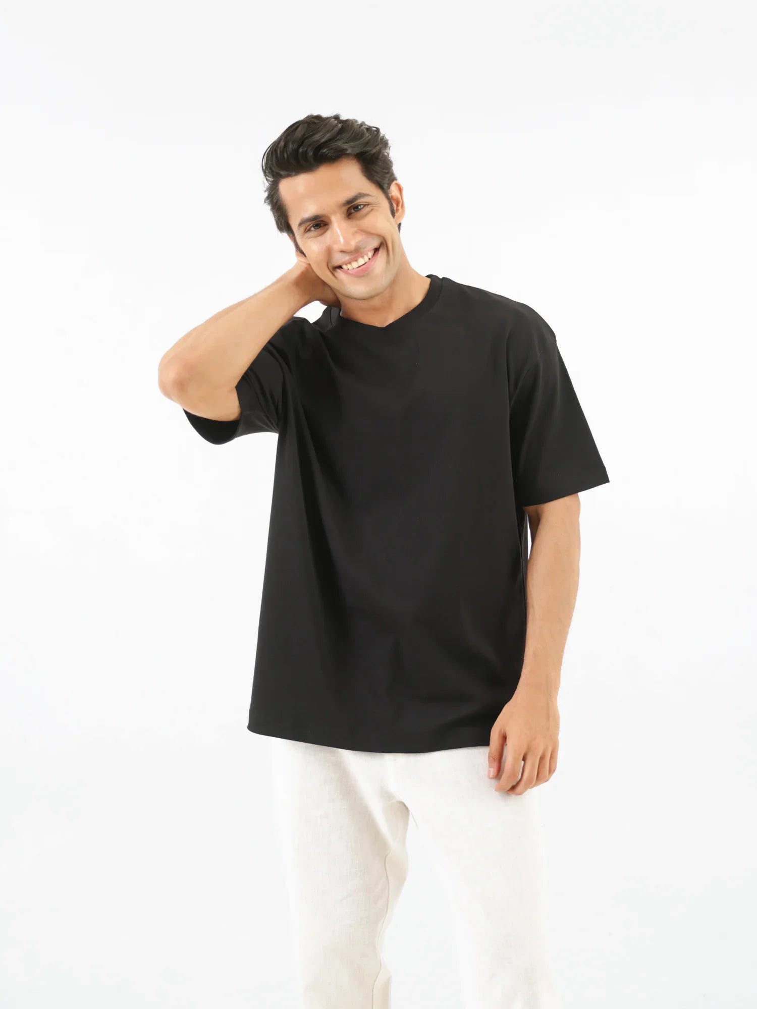 Men Black Oversized T-shirt - Black