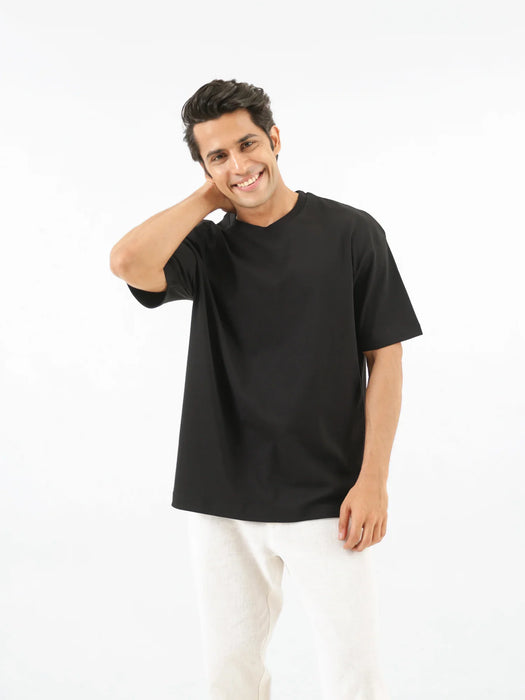 Men Black Oversized T-shirt - Black