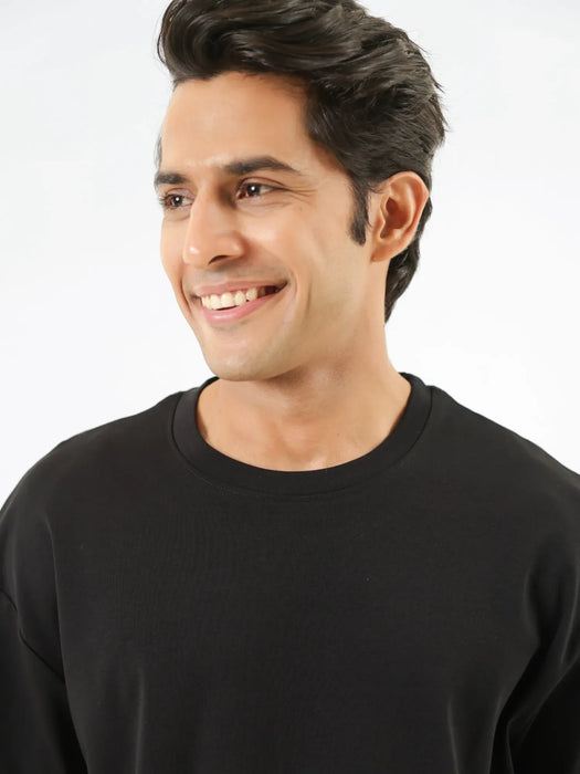 Men Black Oversized T-shirt - Black