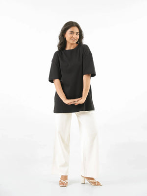 Women Black Oversized T-shirt - Black