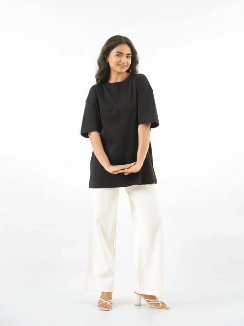 Women Black Oversized T-shirt