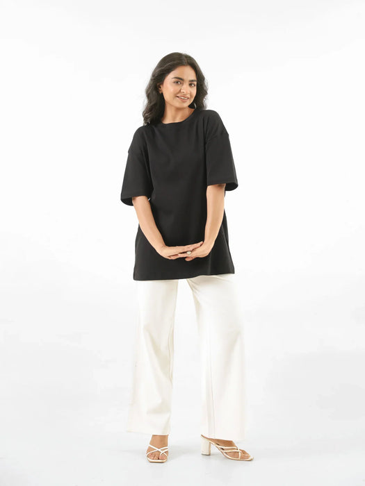 Women Black Oversized T-shirt - Black