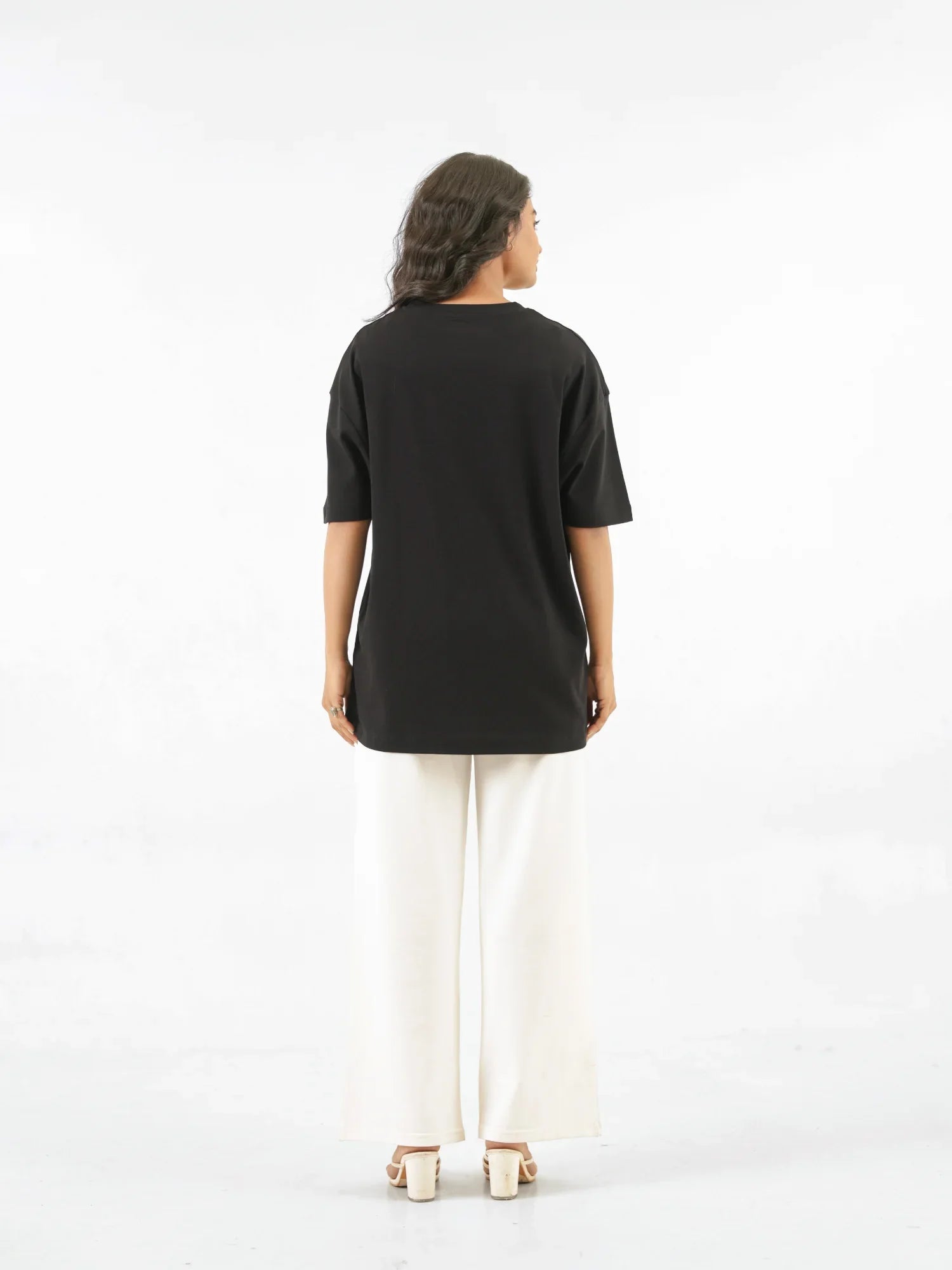 Women Black Oversized T-shirt - Black