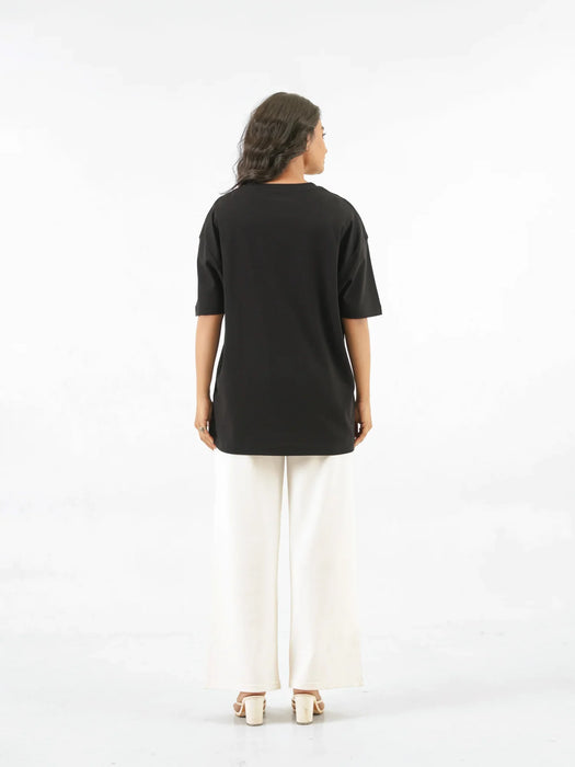 Women Black Oversized T-shirt - Black