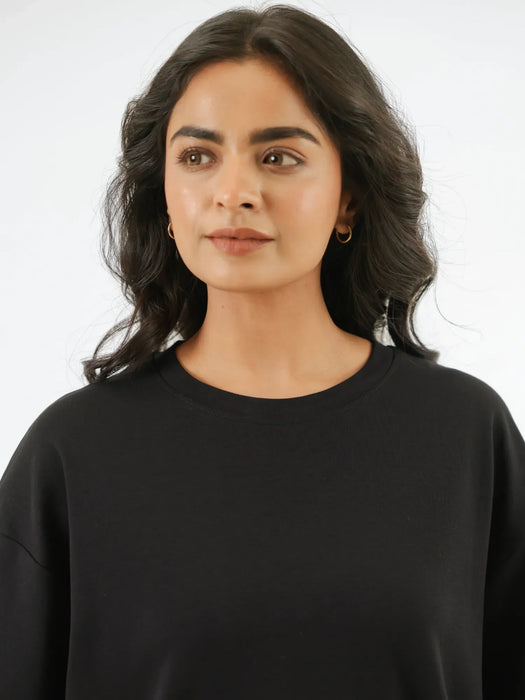 Women Black Oversized T-shirt - Black