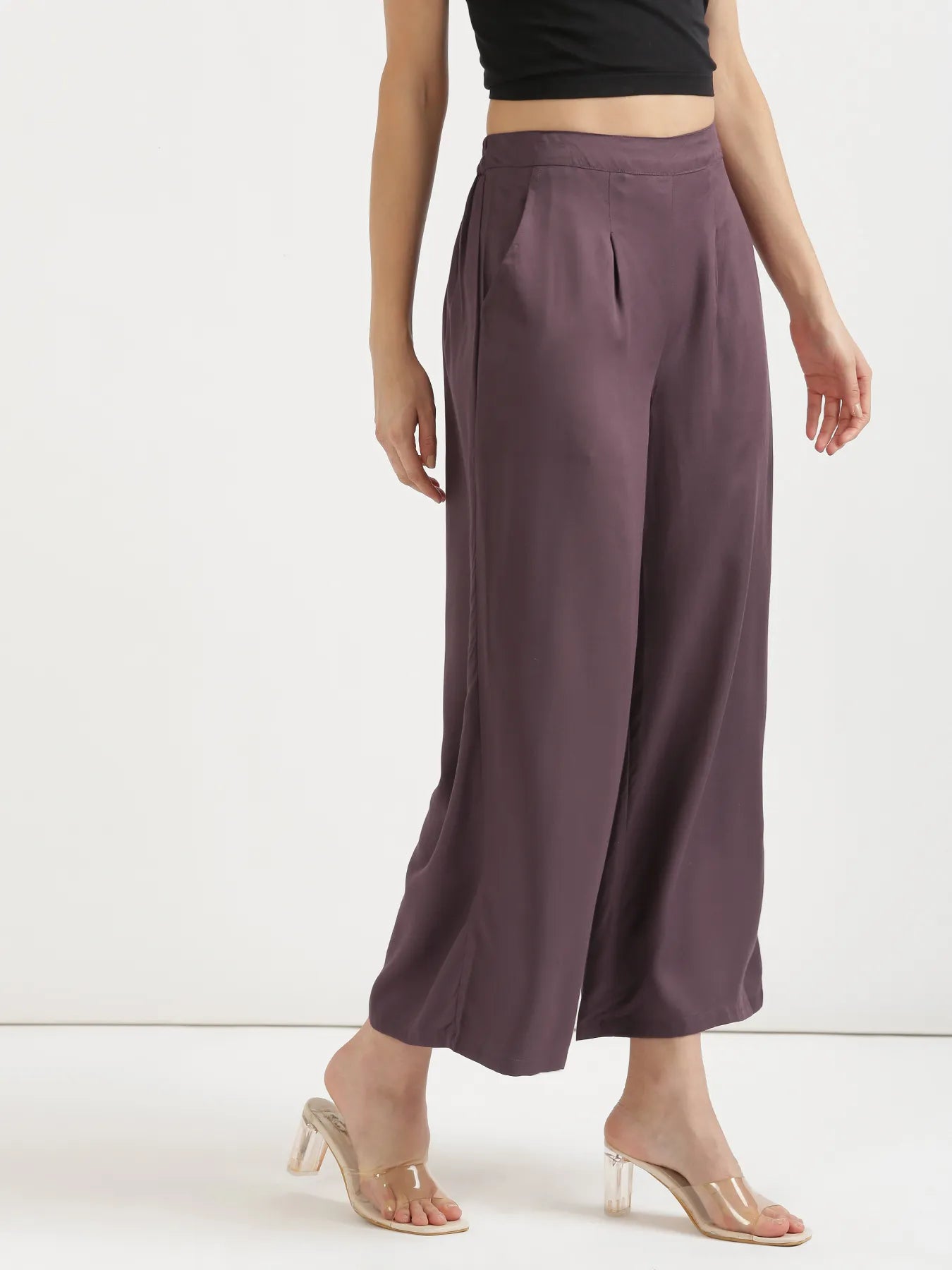 Women Brinjal Viscose Palazzo Pant