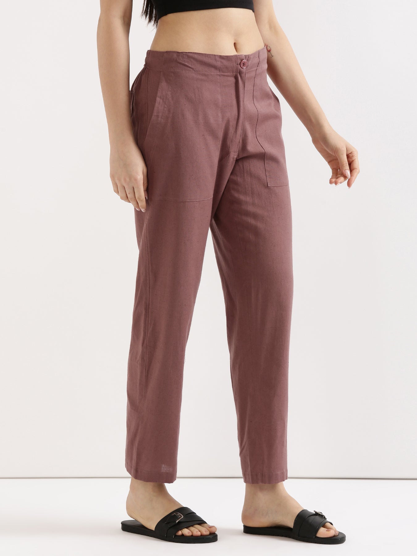 Rose Taupe Airy Linen Pants