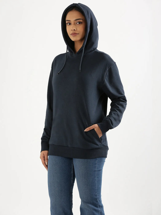 Unisex Navy Blue Pullover Fleece Hoodie
