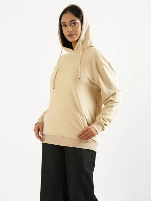 Unisex Beige Pullover Fleece Hoodie
