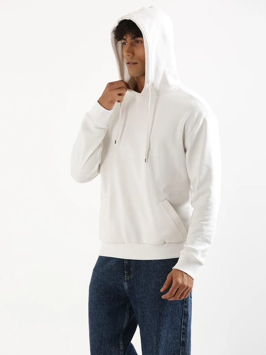 Unisex White Pullover Fleece Hoodie