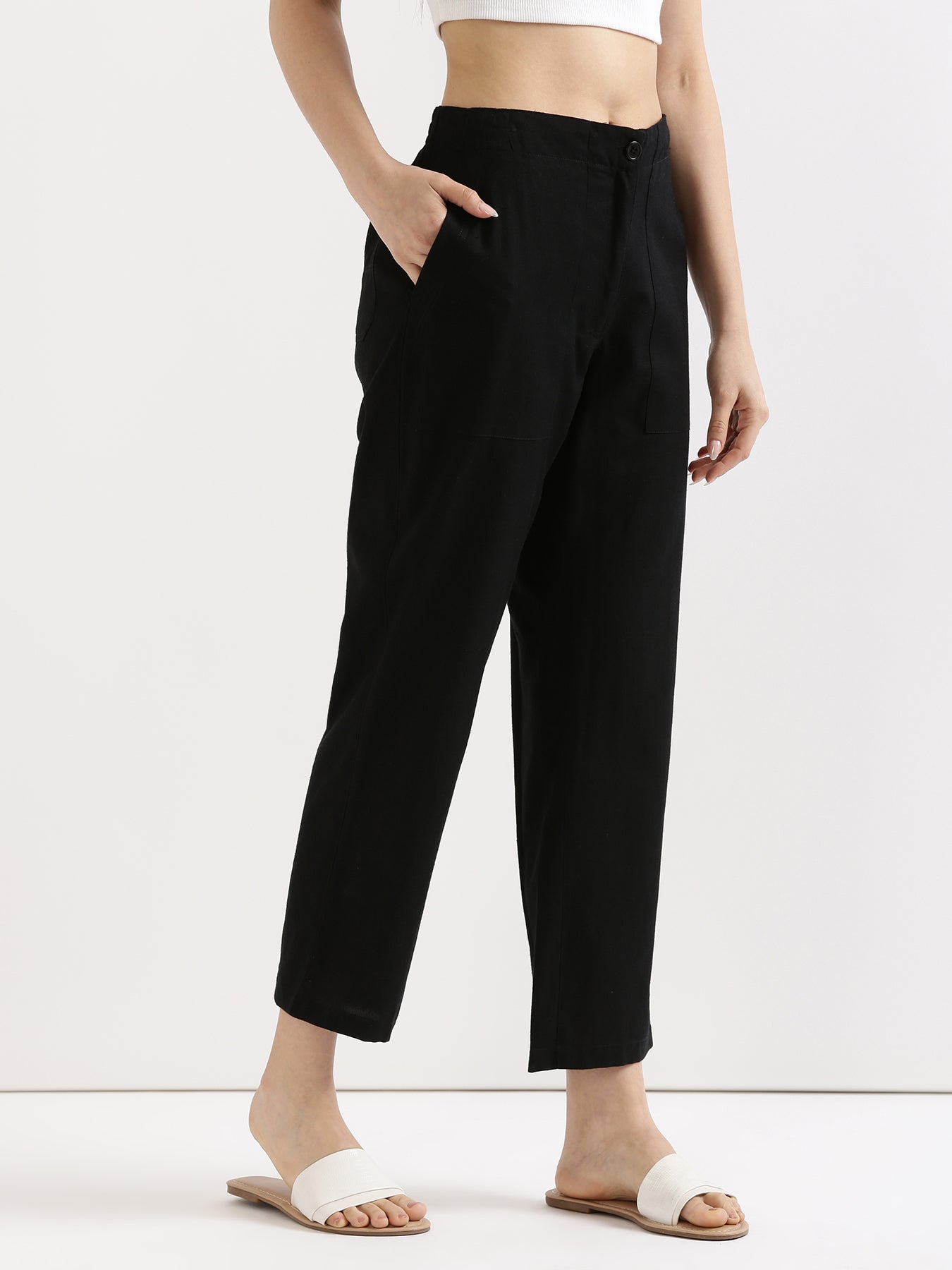 Black Airy Linen Pants