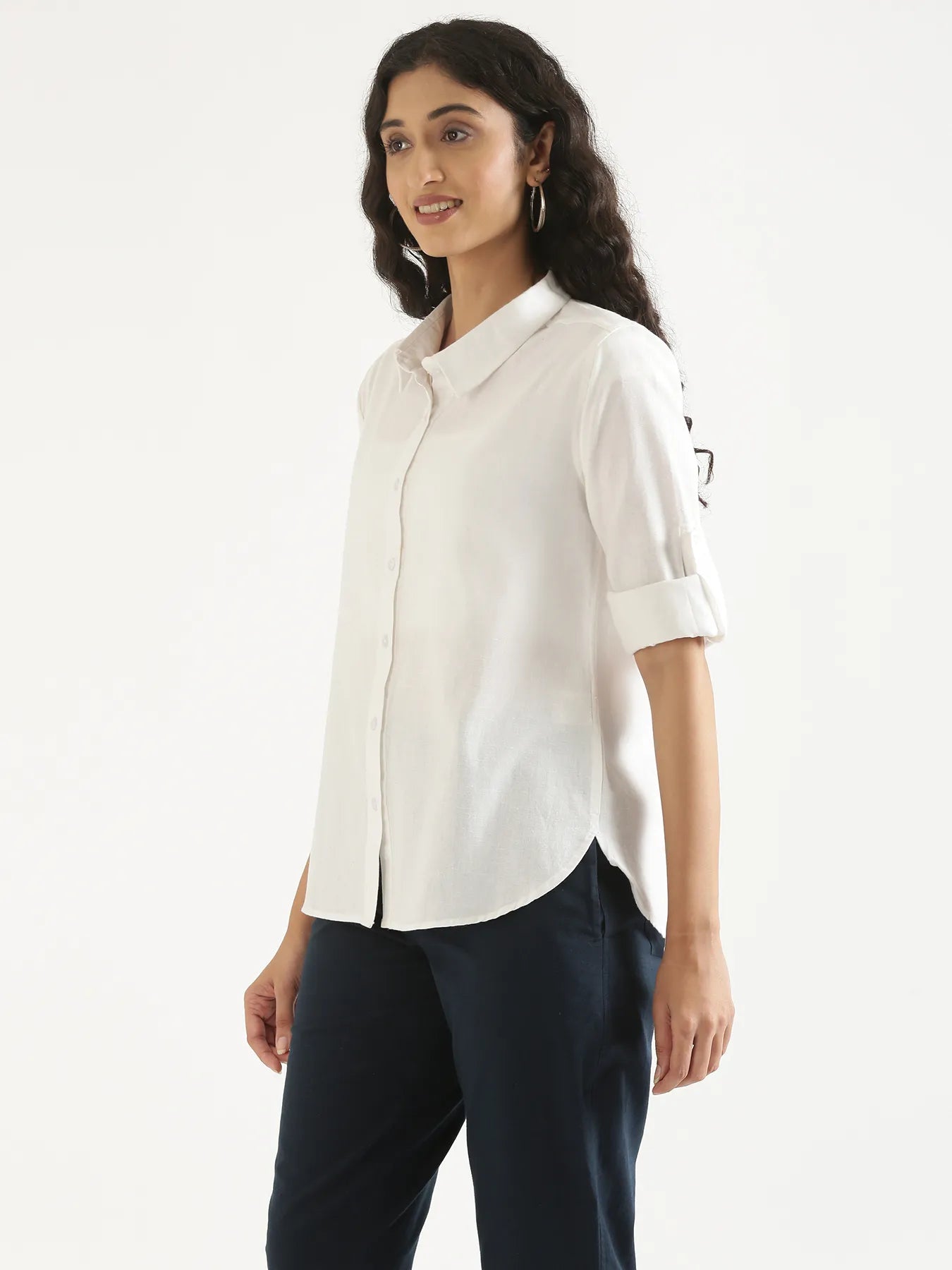 Women White Airy-Linen Shirt