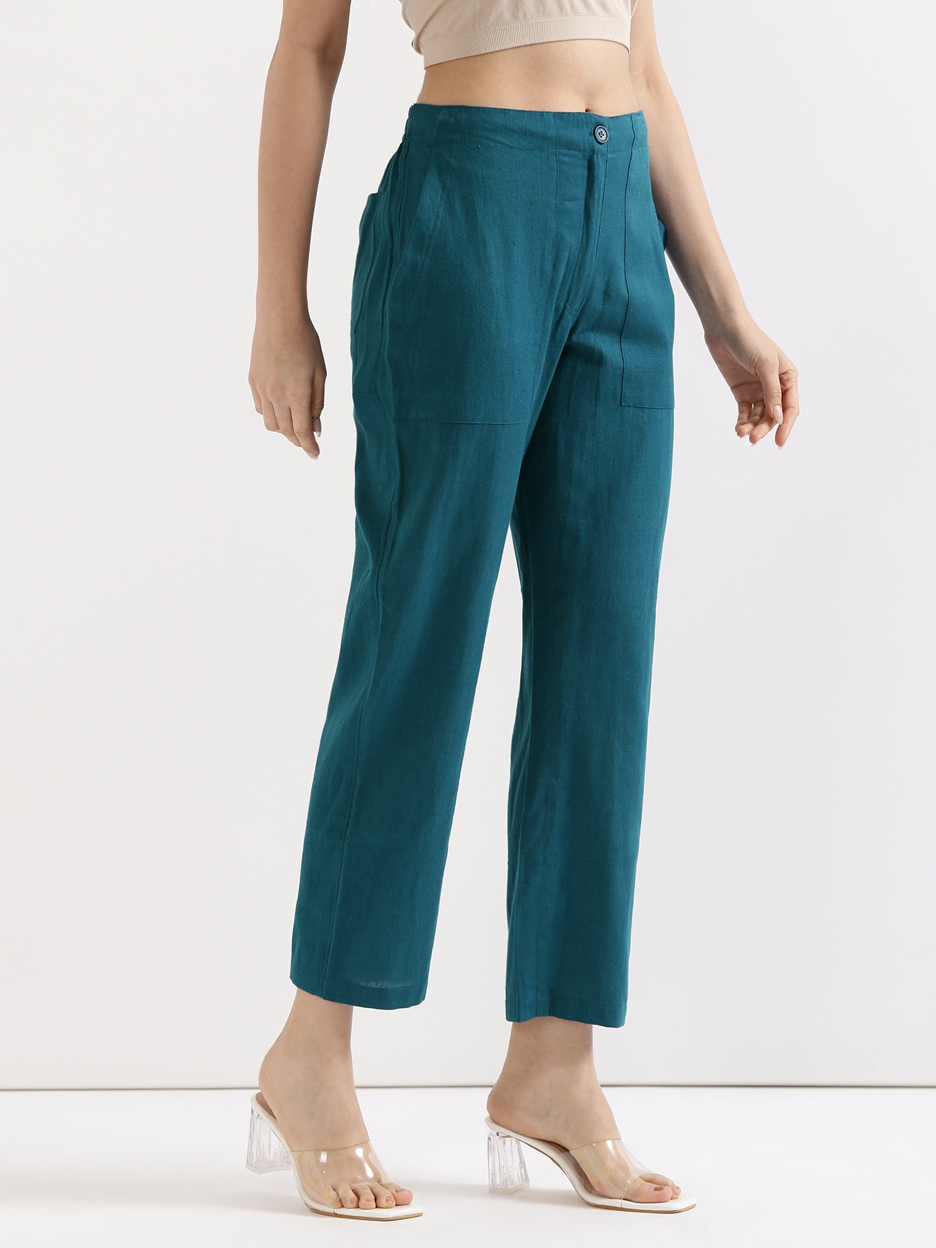 Turquoise Airy Linen Pants