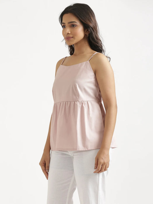 Women Mauve Pink Better Cotton Peplum Top