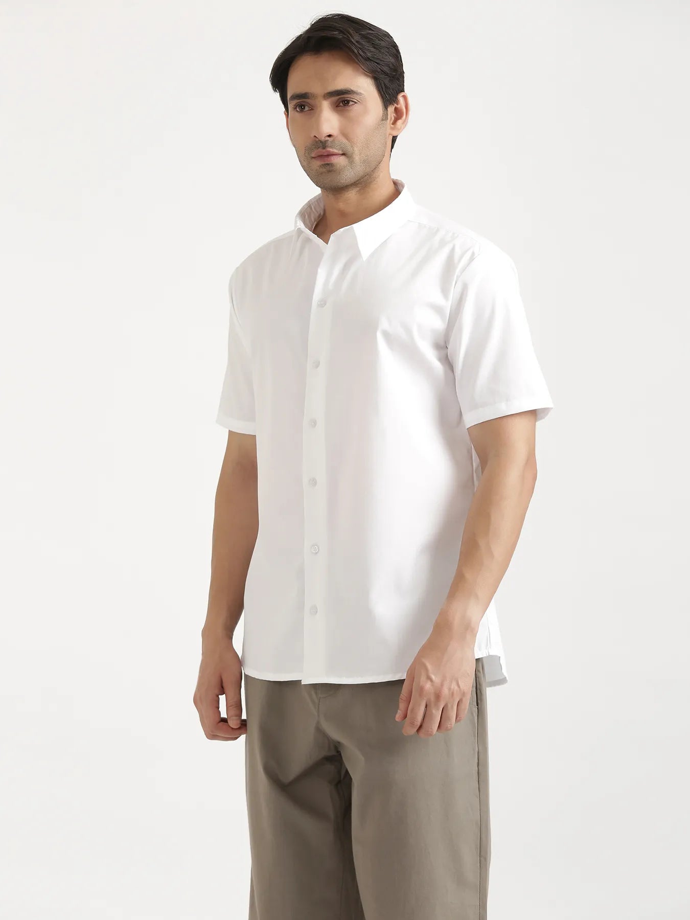 Men White Better Cotton Short Sleeve Shirt