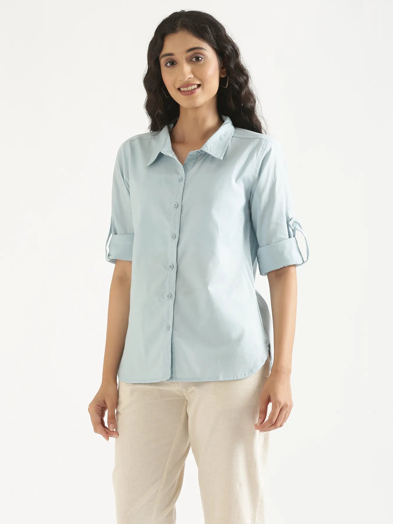 Women Sky Blue Airy-Linen Shirt