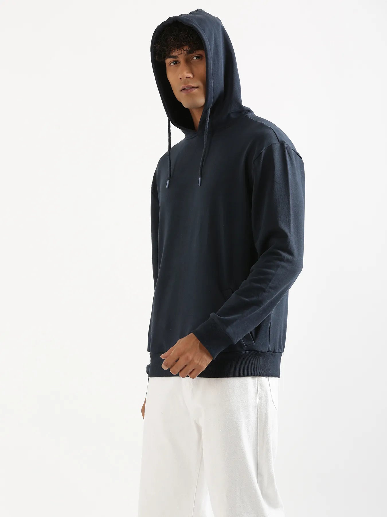 Unisex Navy Blue Pullover Fleece Hoodie