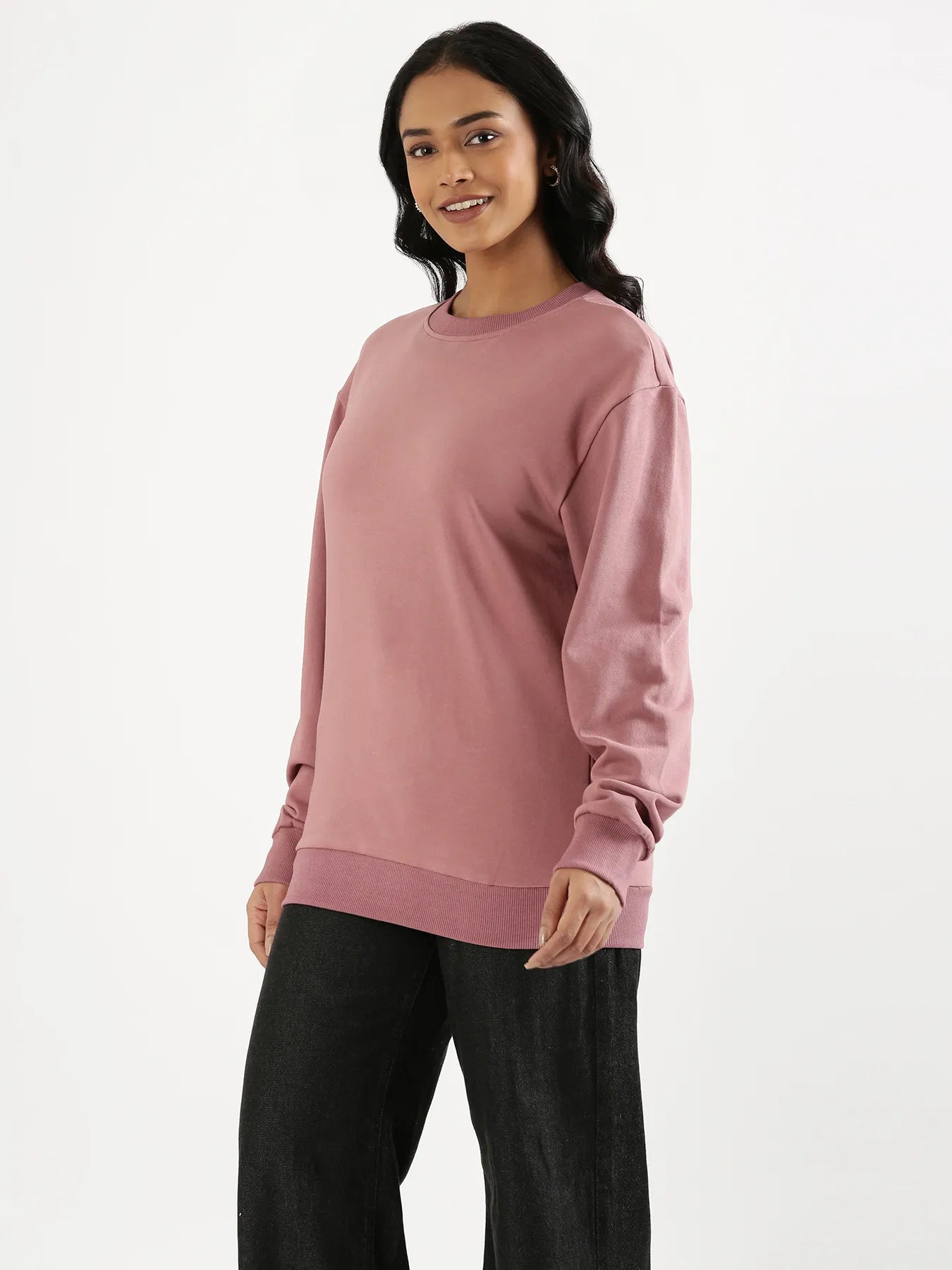 Unisex Rose Taupe Round Neck Sweatshirt