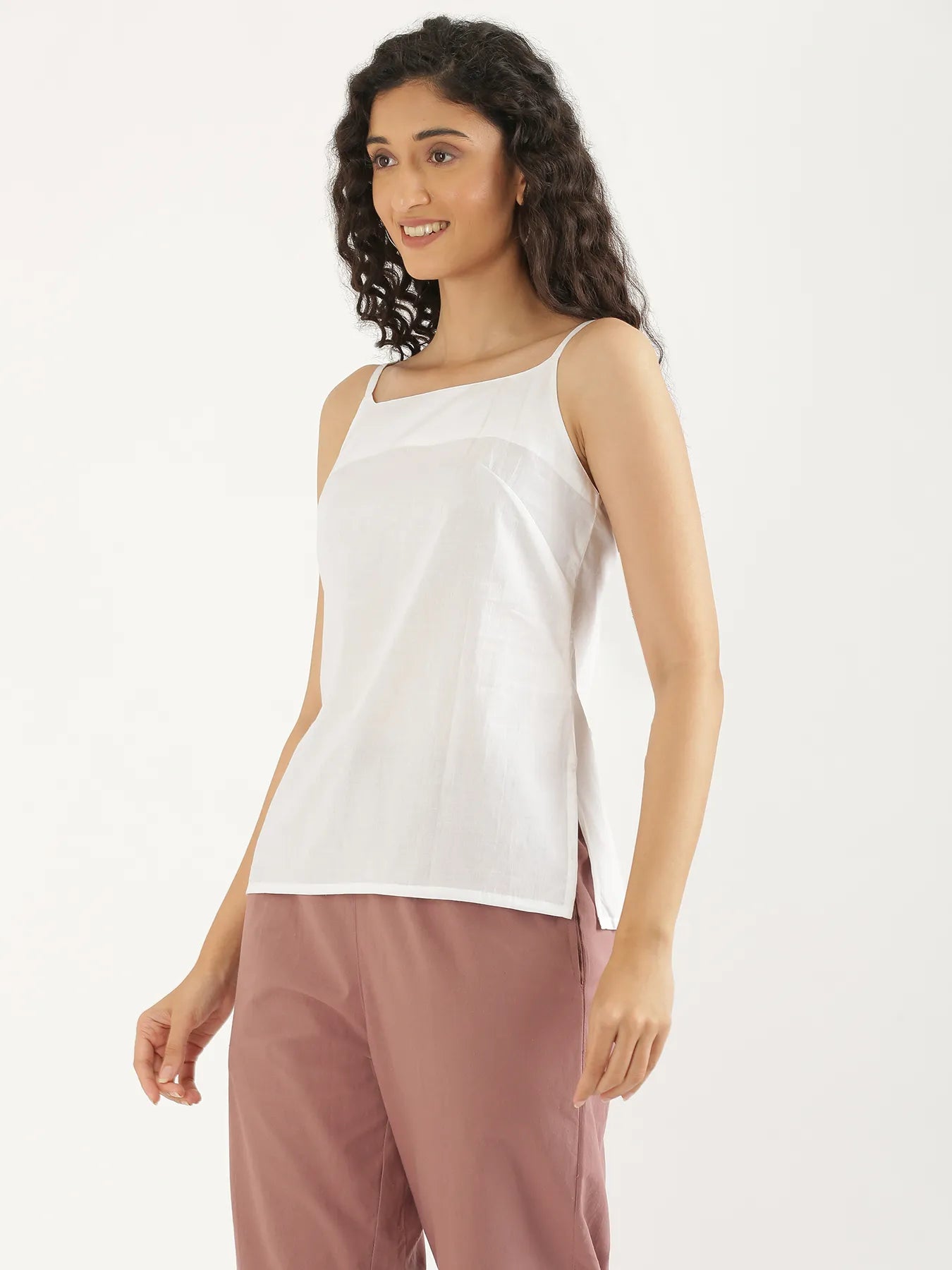 Women White Cotton Camisole Top