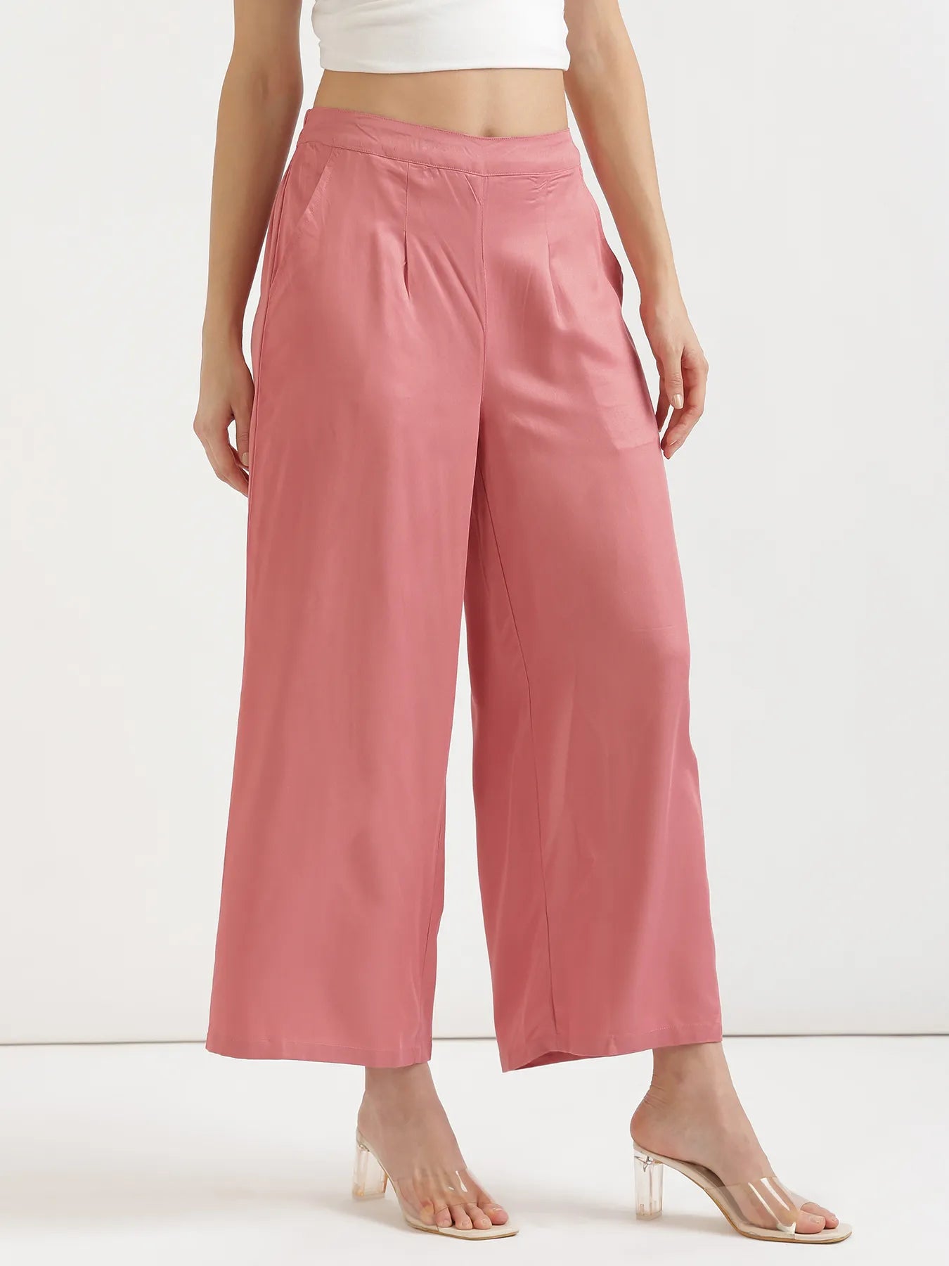 Women Rose Viscose Palazzo Pant