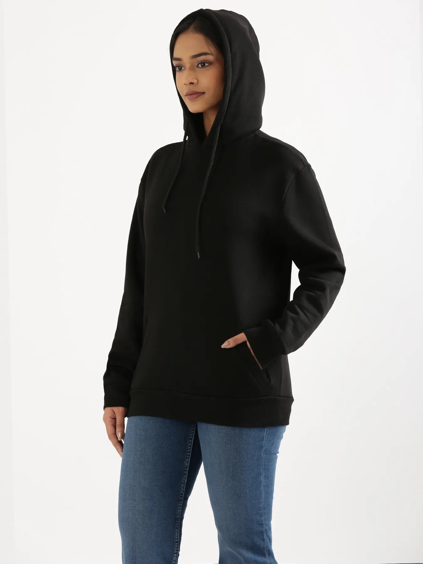 Unisex Black Pullover Fleece Hoodie