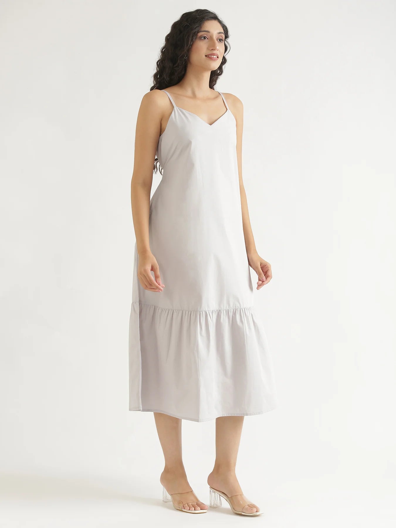 Women Grey Better Cotton Tier Dress