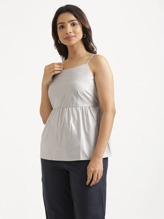 Women Light Grey Better Cotton Peplum Top