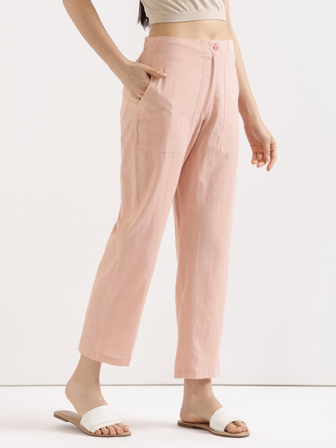 Salmon Pink Airy Linen Pants